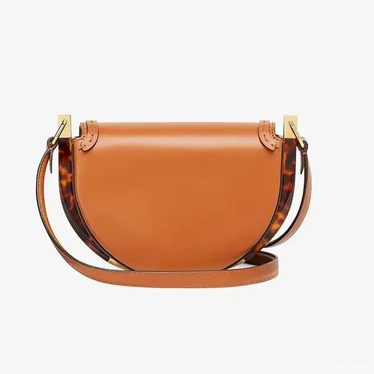 Vintage HOT Fendi Logo Leather Bag ROMA Calf Brown In Moonlight 0501